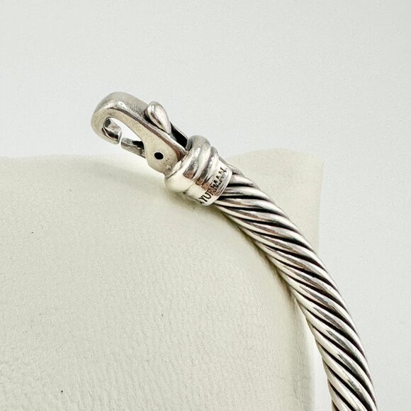David Yurman Metro Cable Bracelet w/ 14K Yellow Gold & White Diamonds - Medium - Picture 9 of 10